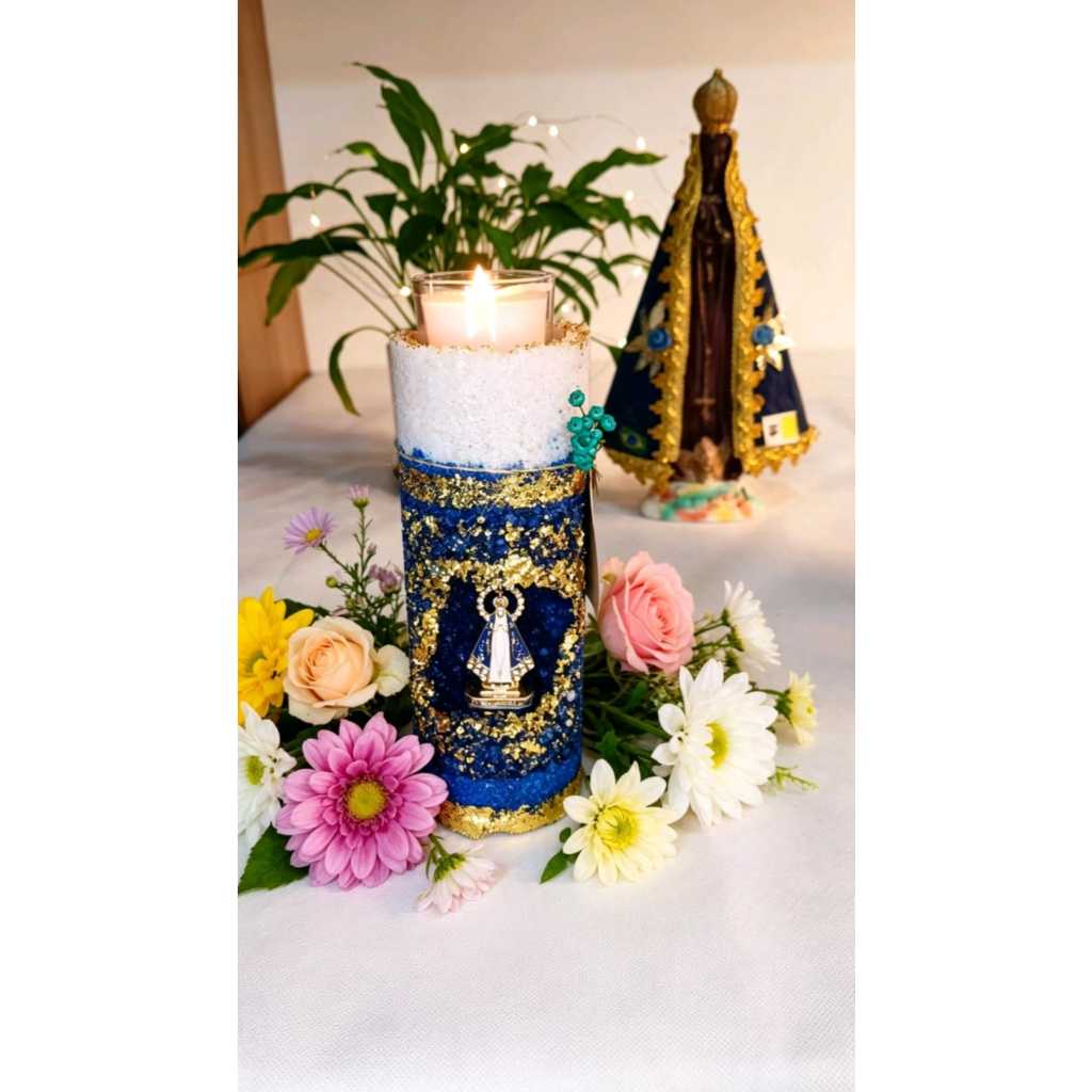 Vela Aromática Oratório Gruta Nossa Senhora Aparecida  com led e Refil Fé e Proteção  Aparecida São Paulo