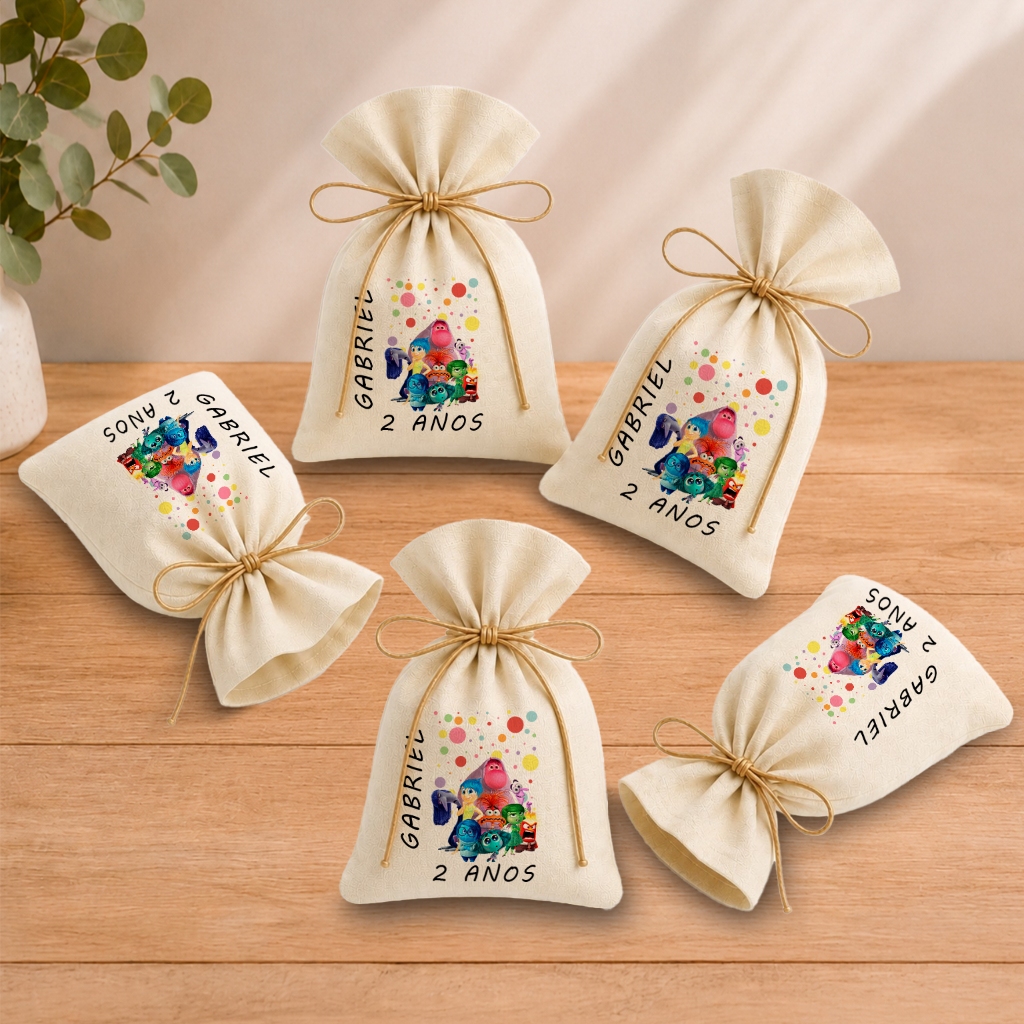 Kit 20 Saquinhos Lembrancinha Personalizada Festa Infantil Aniversário DivertidaMente Divertida Mente 11x17