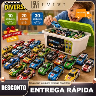Kit de 10/20/30/40 Carrinhos de Brinquedo de Metal com Caixa Organizadora - Presente Perfeito para Aventuras e Diversão
