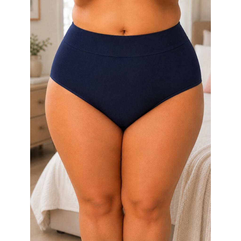 Kit 3 calcinha plus size algodão 50 52 54 56 58 60 62 64 66 cós alto  calçola cintura alta