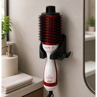 Suporte SECADOR CABELO ESCOVA MODELADORA Sem Furar a Parede Com Fita Organizador para Banheiro Decoração Casa Hospedagem