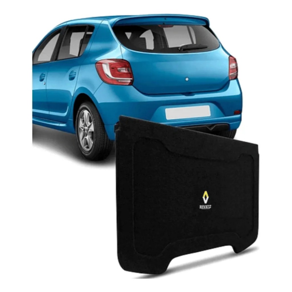 Tampão Bagagito Porta Malas Renault Sandero 2015 a 2024 Carpete Preto R-Acoustic
