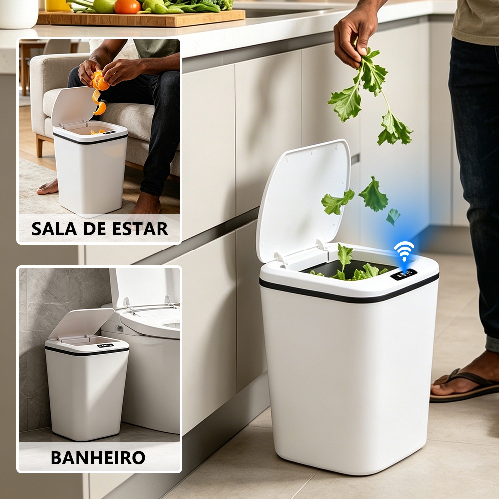 Lixeira com Sensor Automático 16L Recarregável Abertura Inteligente para Cozinha Banheiro Quarto Escritório — foto 5