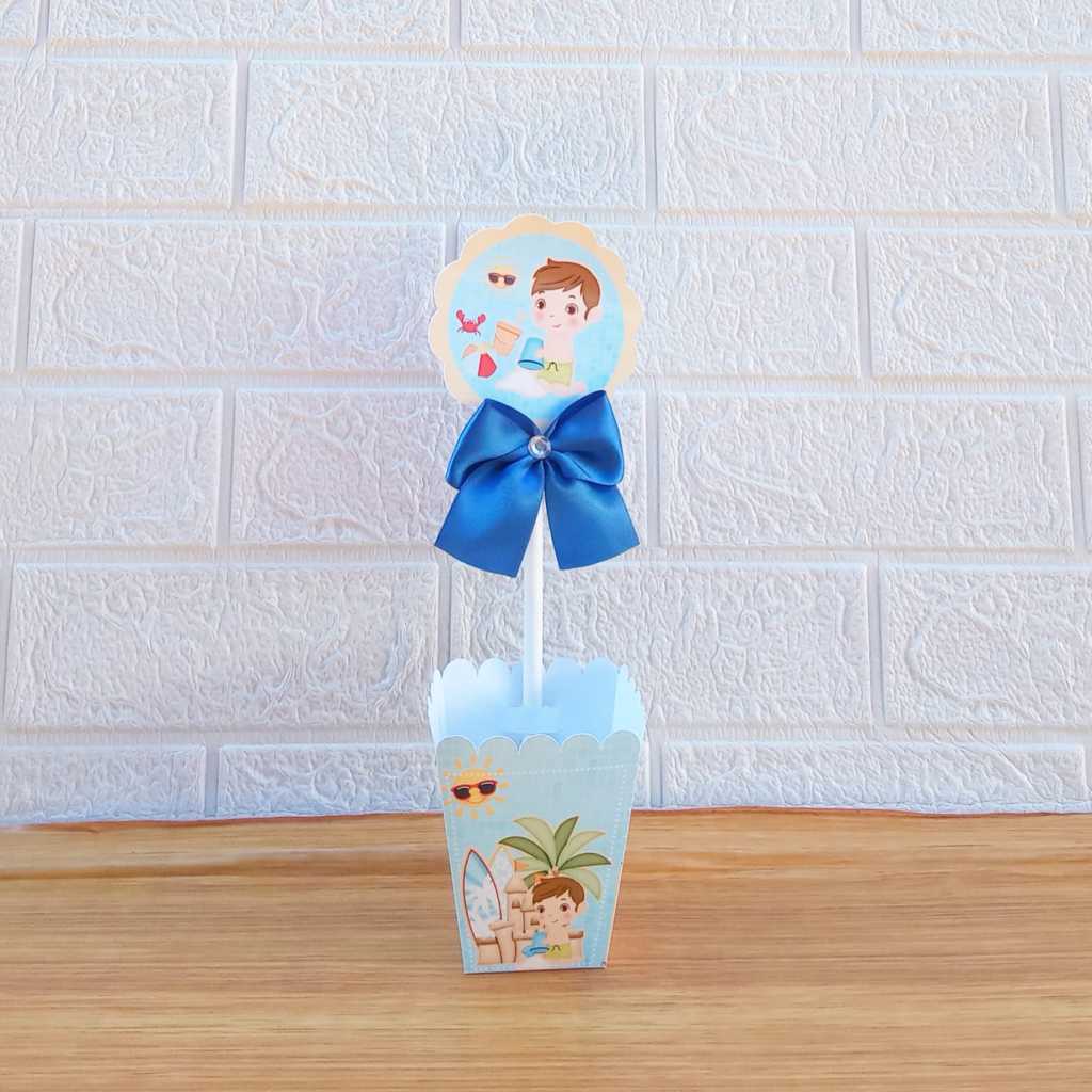 Centro de Mesa Personalizada - Cachepô - Semi-Montadas - Lembrancinha para Festas - Pool Party Menino