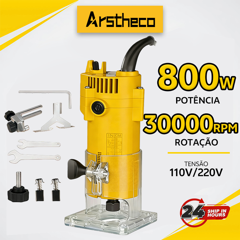 Tupia Laminadora Manual Profissional 800W 30000RPM bivolt Tupia Elétrica Kit Madeira Profissional Marcenaria