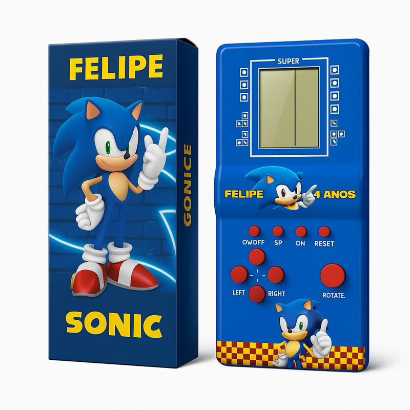 Caixa Mini Game Personalizada Sonic | Lembrancinha Festa Infantil | Papel Fotográfico 180g | Todos os Temas