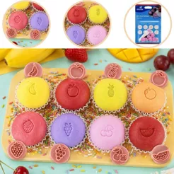 Kit Carimbo FRUTAS Para Brigadeiro Marcador Blue Star Desenho Para Docinho Massa Chocolate Doce E Confeitaria(CHOCO)
