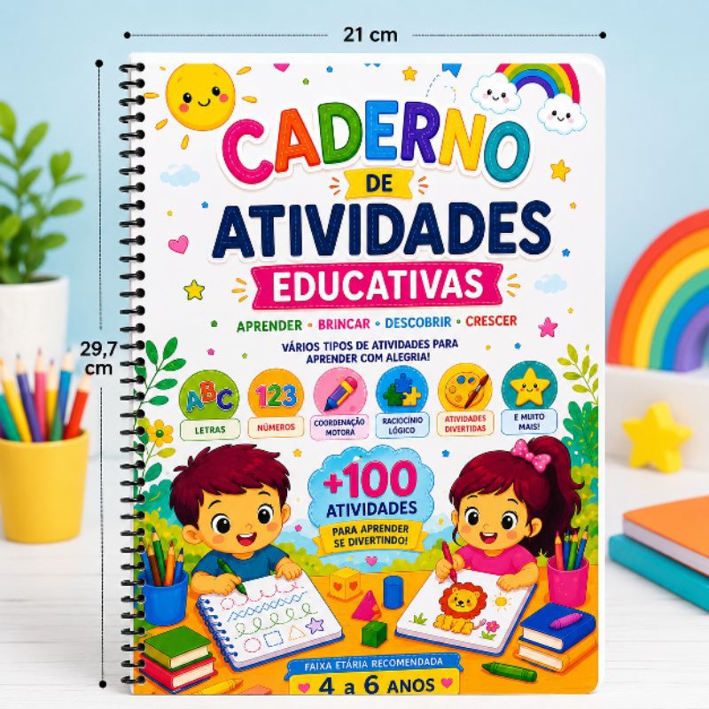 Caderno de Atividades Educativas Infantil 4 a 6 Anos | +100 Atividades | Alfabetização, Números e Coordenação Motora — imagem 2 de 2