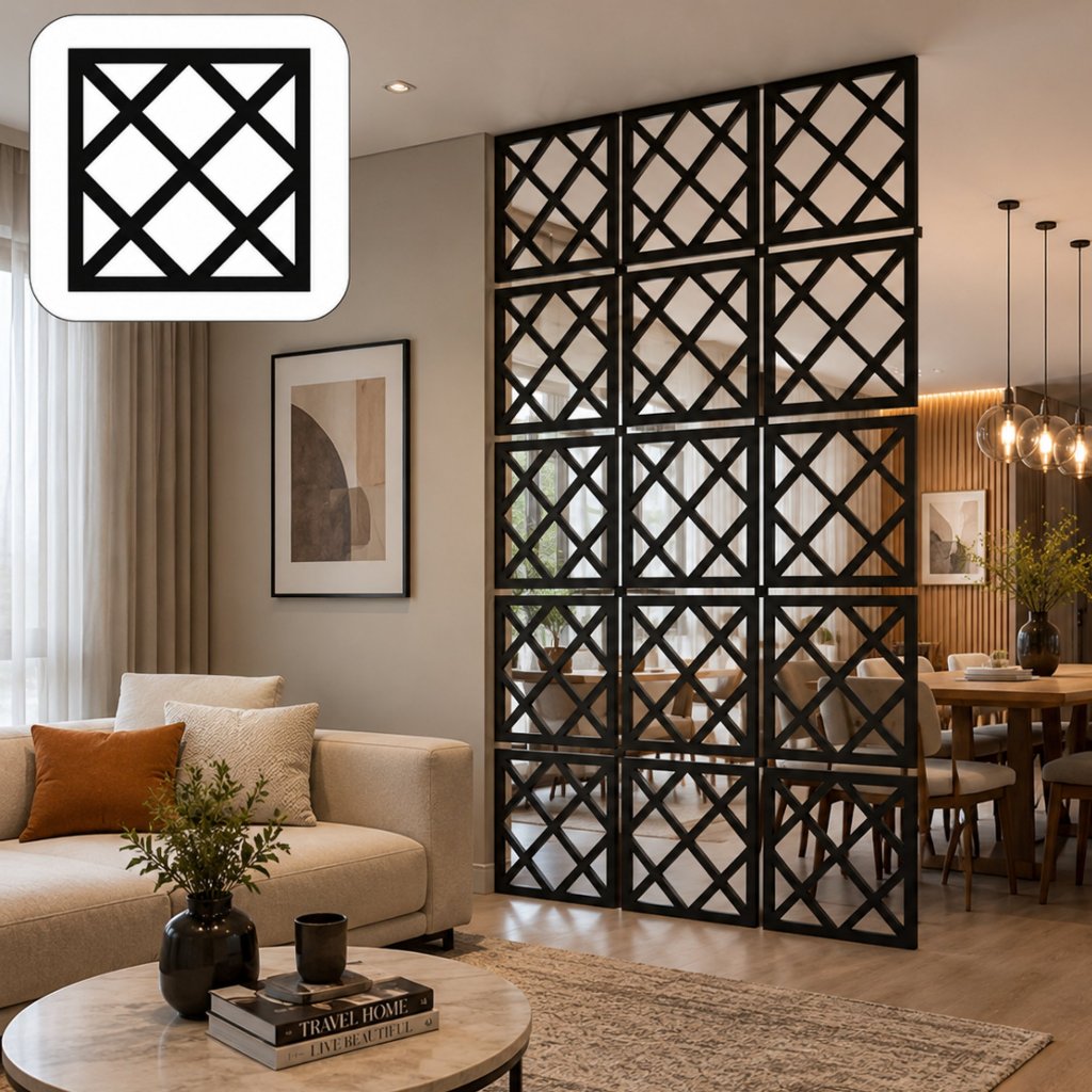 Kit Para divisória De Ambiente 20x20cm Mdf 3mm Preto COBOGO Decoração