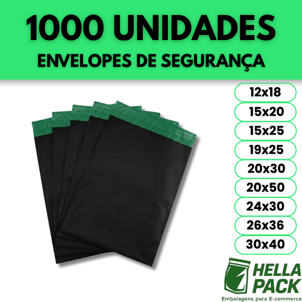 Kit 1000 Envelope Segurança Lacre Adesivo Plástico Inviolável Vários Tamanhos Correio Premium