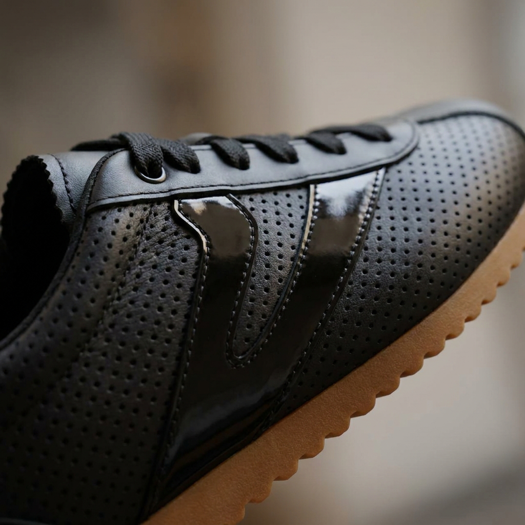 Tênis Feminino Vittal Couro Legítimo Naomi Casual Clássico Retrô Preto · foto 2