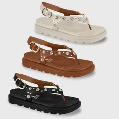 Sandália Vizzano Feminina Flatform Strass Brilho Tira Dedo Conforto