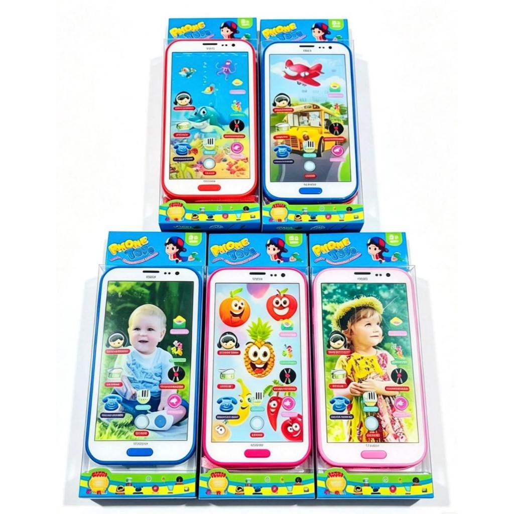 Brinquedo celular infantil musical imagem 3D Smartphone para crianças com luz e som tem um cordão de segurança