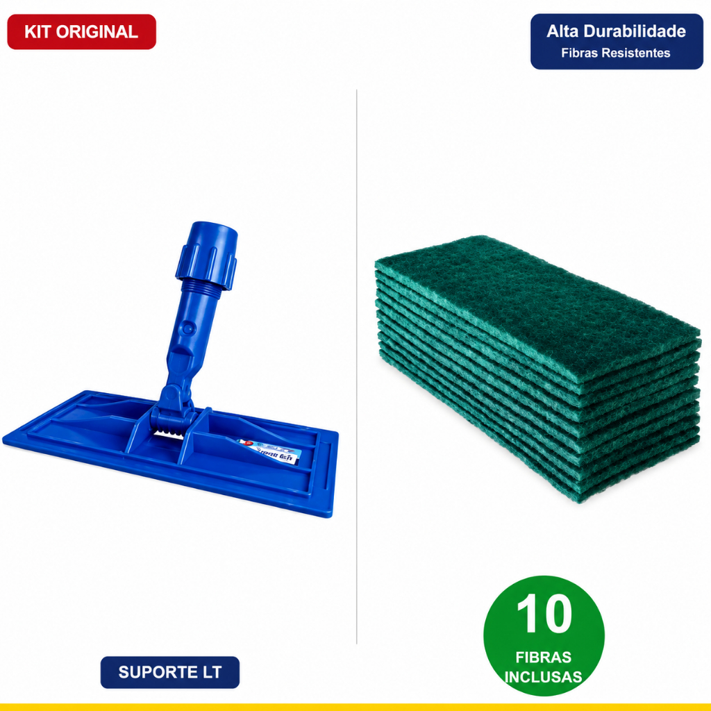 Kit Suporte LT para Fibra com 10 Fibras 250x100mm Multiuso para Limpeza Uso Geral
