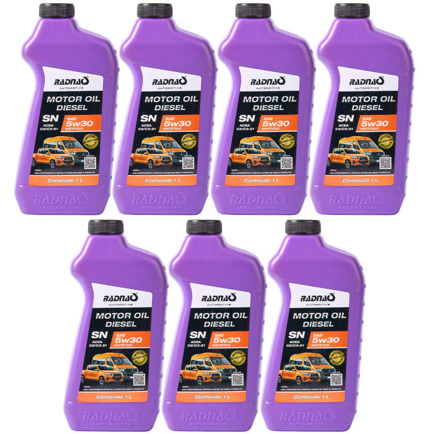 Kit 7L Óleo De Motor DIESEL 5W30 ACEA C2/C3-21 Sintético Radnaq 1 Litro