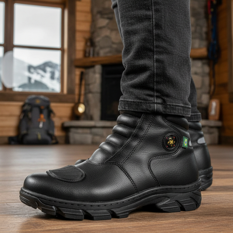 Bota Coturno Estilo Motoqueiro Couro Vegano Super Resistente e Confortavel