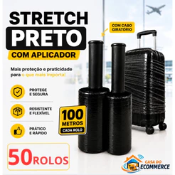 50 Plástico filme preto stretch preto 10cm com cabo aplicador vigem etc..
