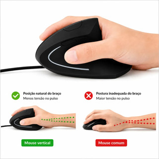Mouse Vertical Ergonomico Sem Fio 2400dpi Recarregavel