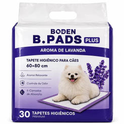 Tapete Higiênico Absorvente de Xixi 60x80cm Cães Cachorro Pet Grande Fragrância de Lavanda 30uni Boden B.Pads