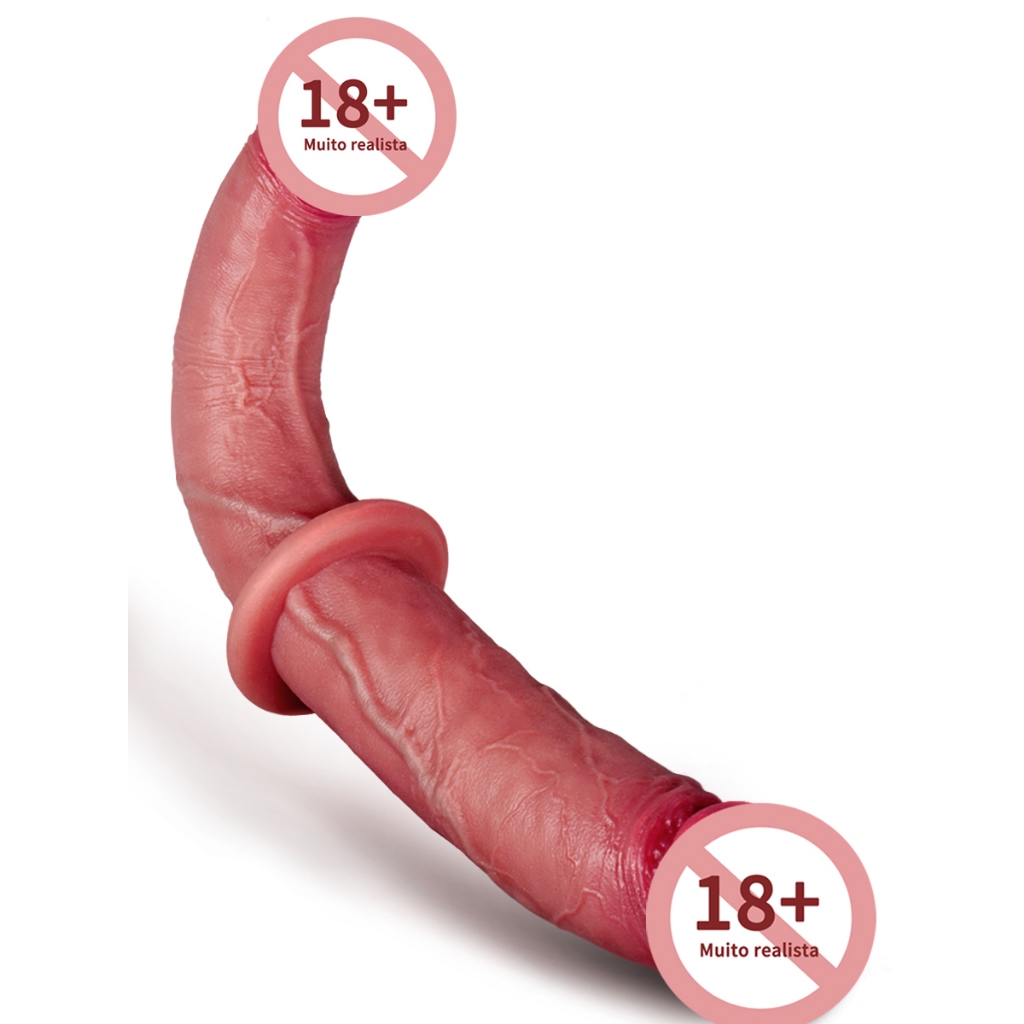 Penis Para Casal Duplo De Duas Pontas para ésbicas hetero Realista- Dildo Protese Realístico Duplo Sexshop