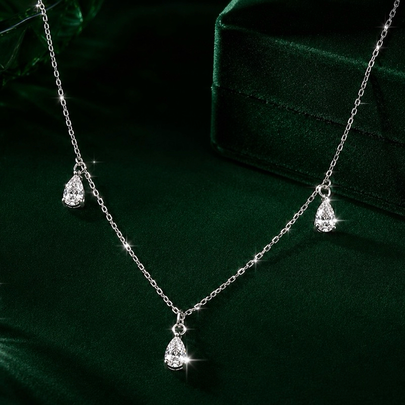 Colar Moissanite Gotas 3,5mm em Prata 925 Sofisticado