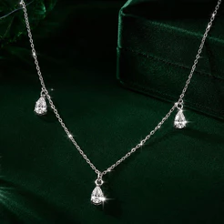 Colar Moissanite Gotas 3,5mm em Prata 925 Sofisticado