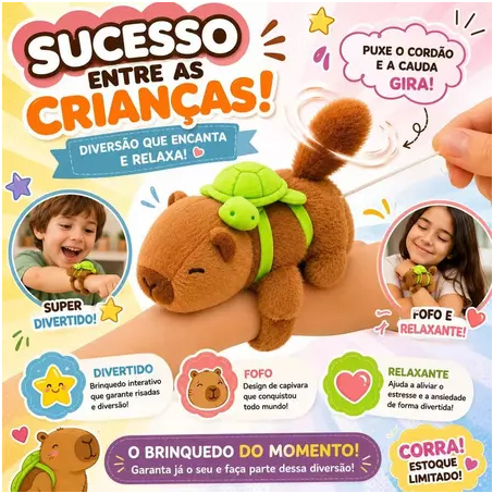 Capivara Pulseira De Agarrar Pelúcia Bonecas Pelúcia Brinquedos Interativo Menina Menino 18CM