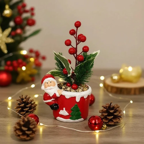 Cachepot Natalino Papai Noel Vaso Decorativo Para Mesa