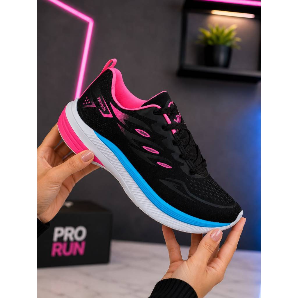 Tenis Feminino Escolar Academia Original FREEDOM Corrida Caminhada Lançamento AZUL PRETO PINK