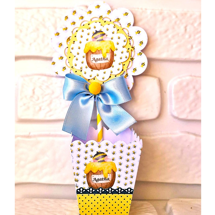 KIT 10 Centros de Mesa Cachepô Personalizado  Abelhinha - Enfeite de Mesa Cachepô