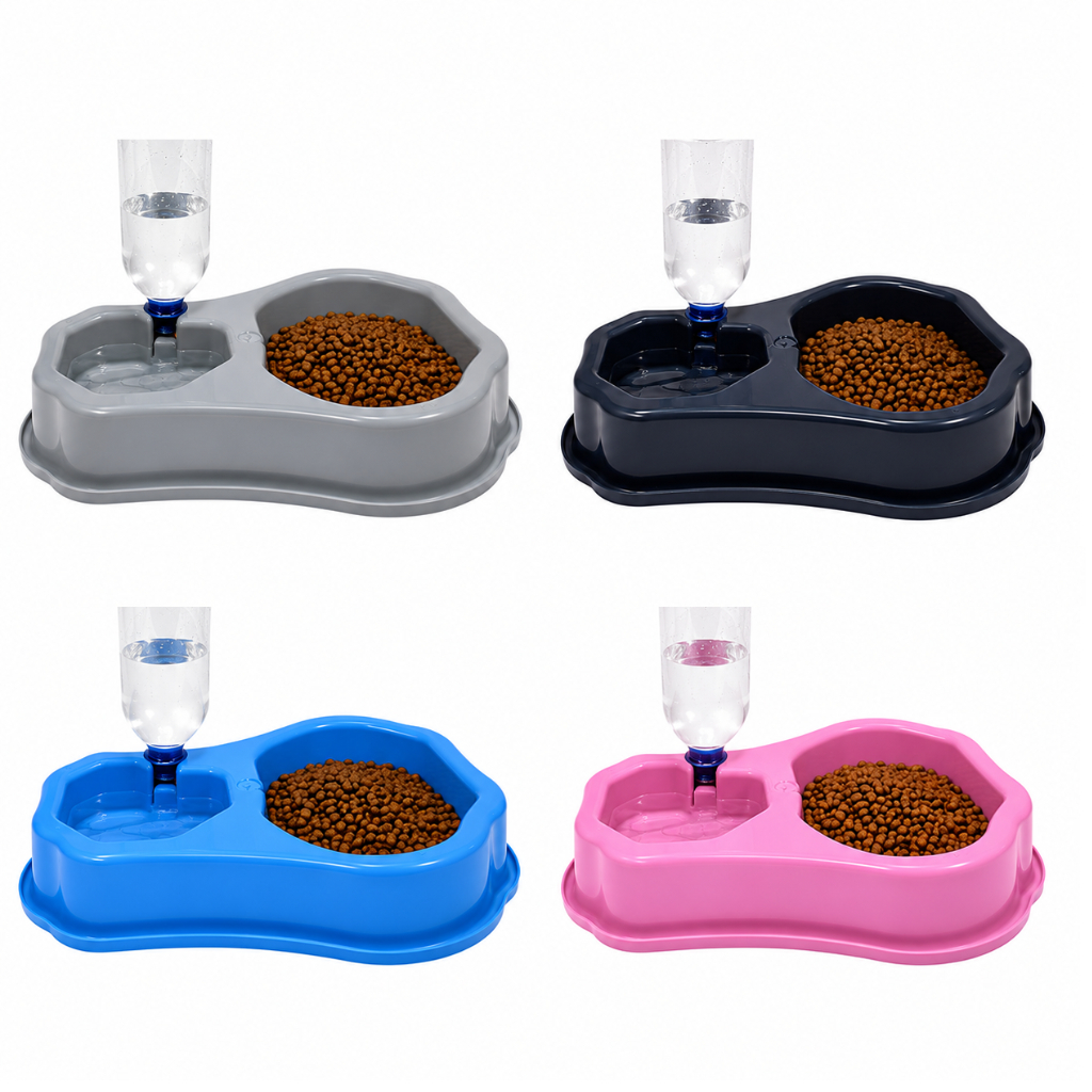 Comedouro Duplo Anti-Formiga Bebedouro Automático Suporte Para Garrafa - Cachorro Gato Higiene Pet