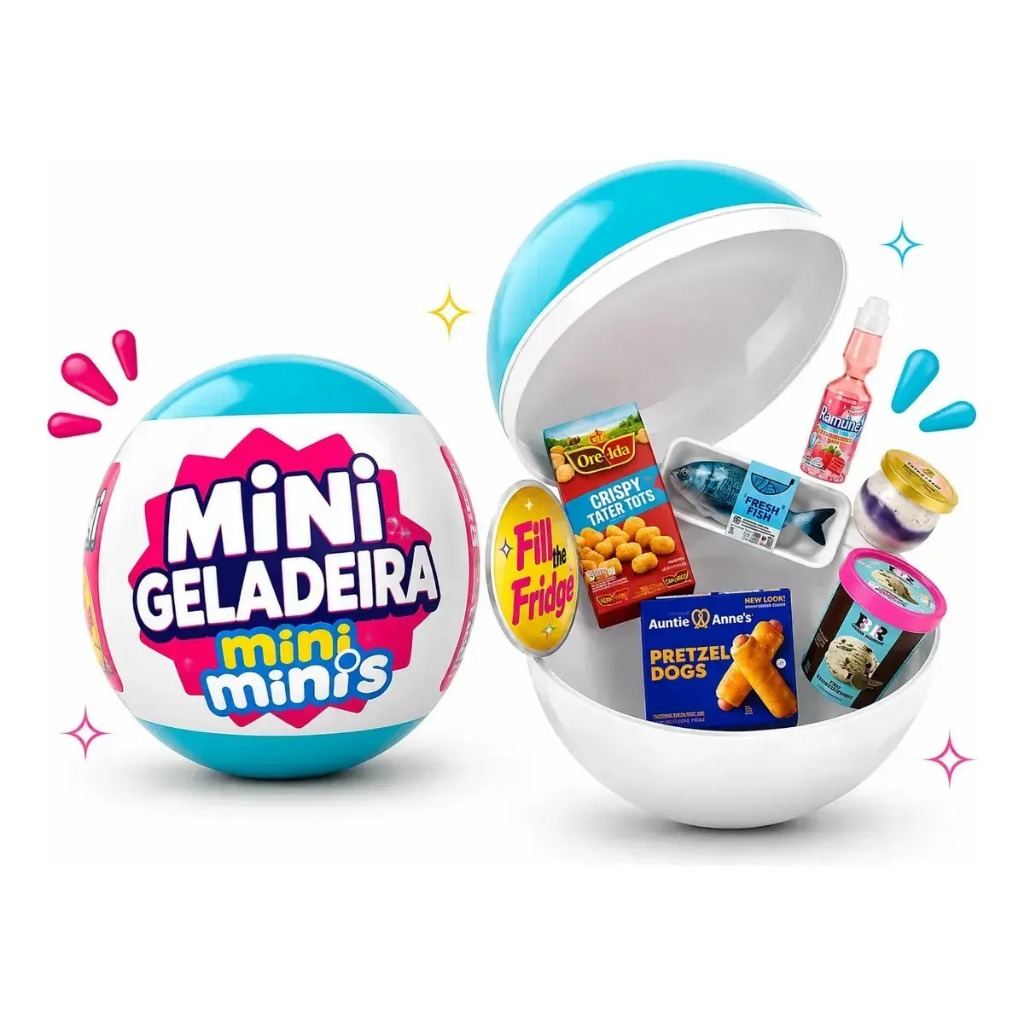 Kit 2 Mini Brands Bola Esfera Cápsula Surpresa Colecionável Enche A Geladeira
