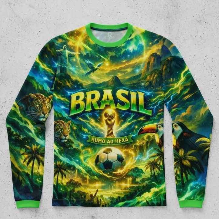 Camisa do Brasil Camiseta Manga Longa do Brasil Copa Futebol