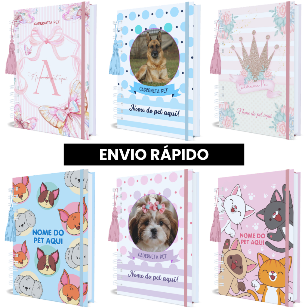 Caderneta Pet Personalizada com Nome Capa Dura Cartão de Vacinas Cães e Gatos Vacinação