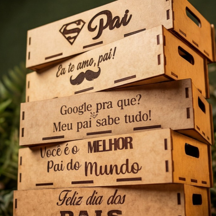 Kit 15 Bandejas MDF 10x15 Dia dos Pais Lembrancinha para Igreja Colégio e Empresa Cesta Café da Manhã