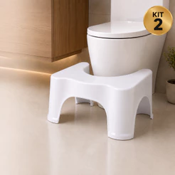 Kit 2 Banquinho Para Apoio Pés Antiderrapante Cócoras