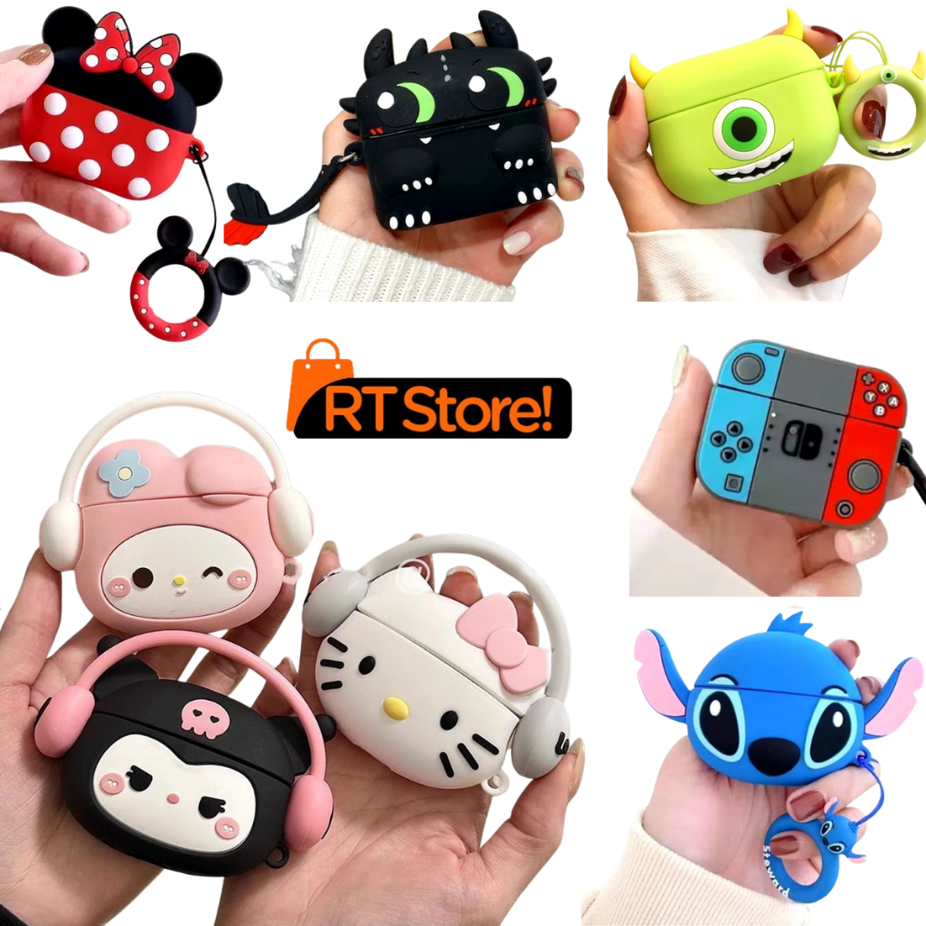 Capa Protetora AirPods 3 Silicone 3D Personagens Case Antichoque Capinha Resistente