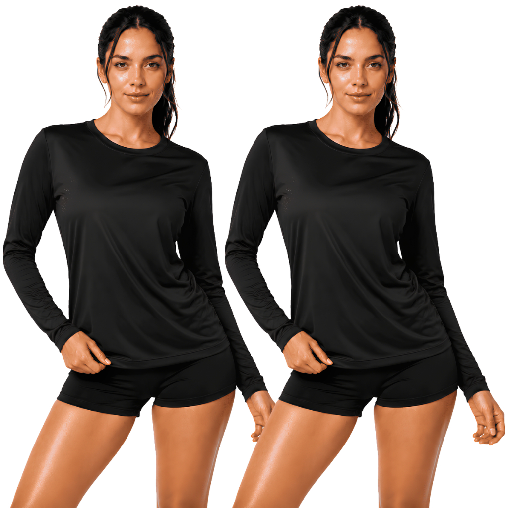 Kit 2 Camiseta Termica Feminina Manga Longa Segunda Pele Proteção UV 50+