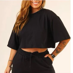 Cropped Feminino oversized Academia malha premium 100% Algodão