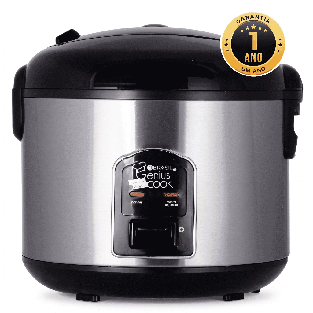 Panela de Arroz Elétrica 10 Xícaras Inox com Vaporizador de Legumes a Vapor 1.8L - In Brasil — imagem 1
