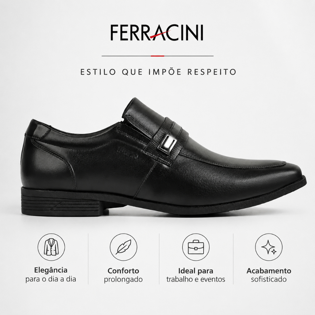 Sapato Masculino Original Ferracini Couro Conforto London Macio