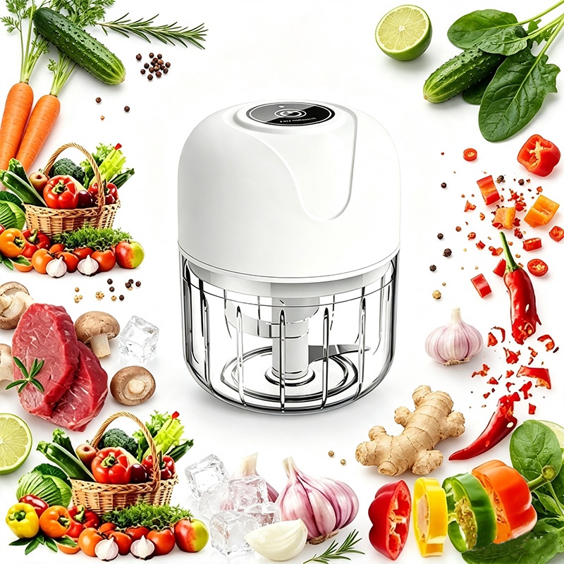 Imagem Mini Processador De Alimentos Elétrico 250ml Recarregável USB Triturador De Alho Carne LegumesShopee Bra...
