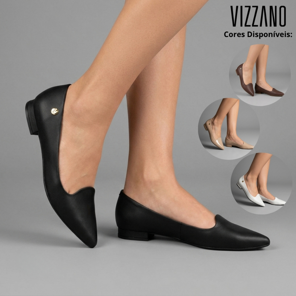 Sapatilha Vizzano Feminina Bico Fino Social Elegante Confortável