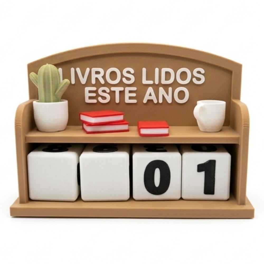 Contador de Livros Lidos 16 cm com Blocos Numéricos para Estante Presente para Leitores — imagem 2 de 2