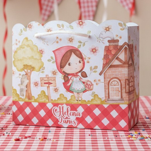Sacolinha (G) Personalizada Lembrancinha Chapeuzinho Vermelho.
