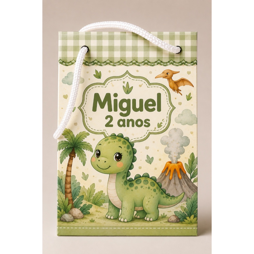 Sacolinha Surpresa Personalizada Lembrancinha Dinossauro / PEGUE E MONTE