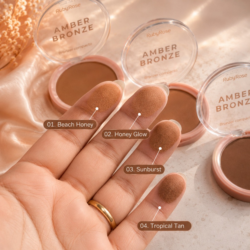 Bronzer Compacto Ruby Rose Amber Bronze Matte Contorno Facial Original