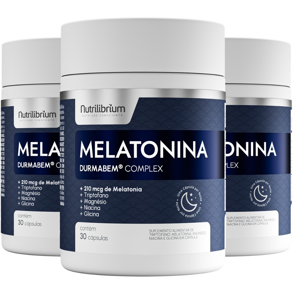 Kit 3x Melatonina 30 Caps Com Magnésio Triptofano - 3 Meses Nutrilibrium