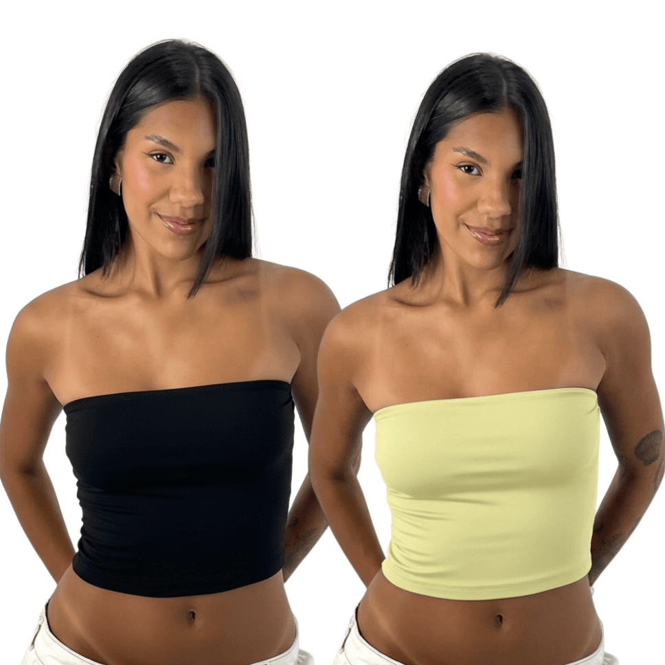 KIT 2 Cropped Top Tube Feminino Tomara que Caia em Suplex Premium Básico Estiloso Versátil