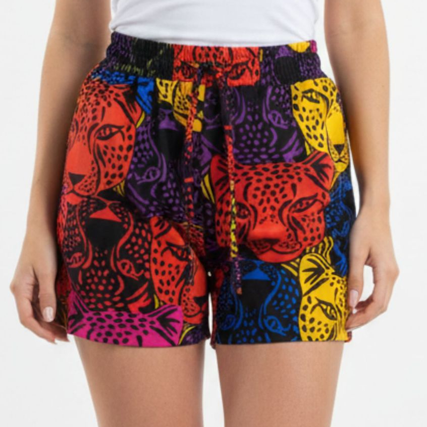 Short Estampado Feminino Cintura Alta Soltinho Tecido Leve Confortável Moda Verão Premium